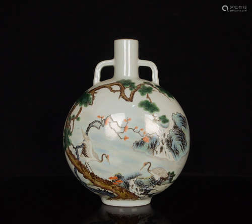 Chinese Famille Rose Porcelain Vase, Marked