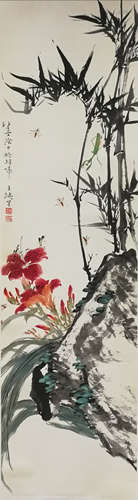 A Chinese Painting Of Floral&Brid, Wang Xuetao Mark