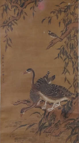 A Chinese Painting Of Floral&Bird, Lv Ji Mark