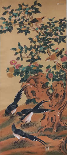 A Chinese Painting Of Floral&Bird, Jiang Tingxi Mark