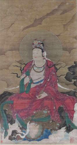 A Chinese Painting Of Buddha, Ding Guanpeng Mark