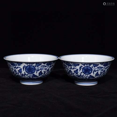 Pair Of Chinese Porcelain Blue&White Bowls