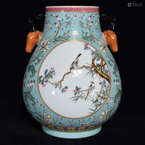 A Chinese Porcelain Famille Rose Zun Vase