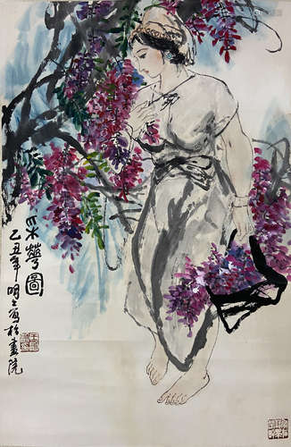 A Chinese Painting Of Floral, Wang Mingming Mark