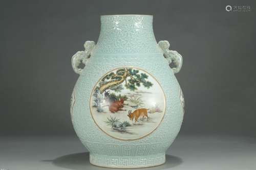 A Chinese Porcelain Famille Rose Zun Vase With Marking