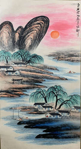 A Chinese Painting Of Landscape, Qi Baishi Mark