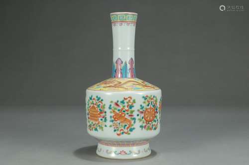 A Chinese Porcelain Famille Rose Alum Red Vase With Marking