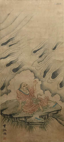 A Chinese Painting Of Arhat, Guan Xiu Mark