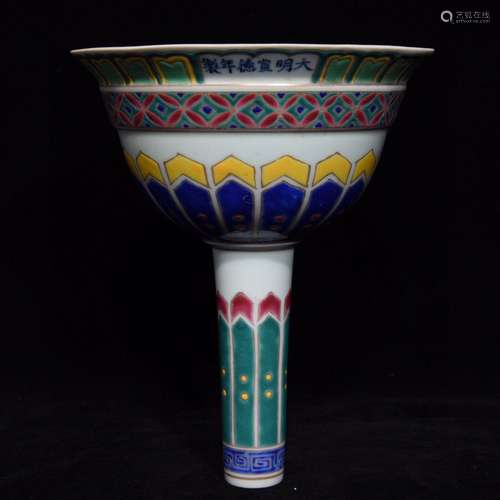 A Chinese Porcelain Wucai Funnel