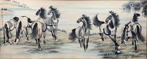 A Chinese Painting Of Horses, Xu Beihong Mark