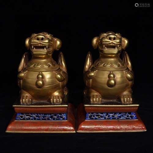 Pair Of Chinese Porcelain Gilding Ornaments