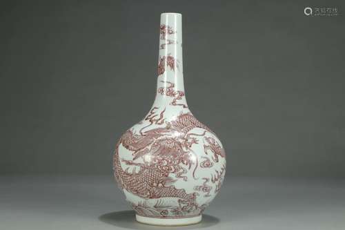 A Chinese Porcelain Underglazed Red Vase With Marking