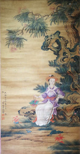 A Chinese Painting Of Figure, Lang Shining Mark