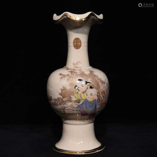 A Chinese Ding Kiln Famille Rose Vase