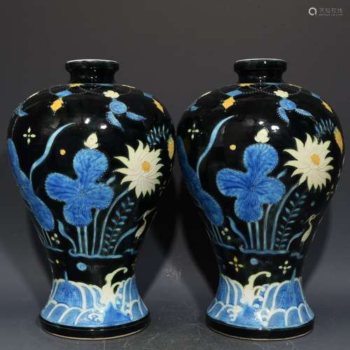 Pair Of Chinese Porcelain Meiping Vases