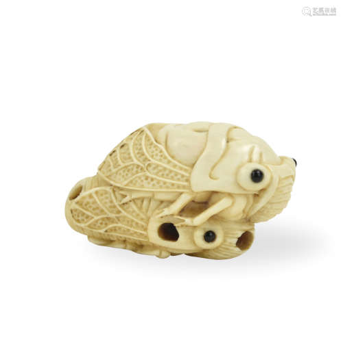 Japanese Bone Carving Nestuke of Cicada