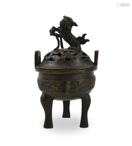 Chinese Bronze Censer and Cover ,Qing Dynasty