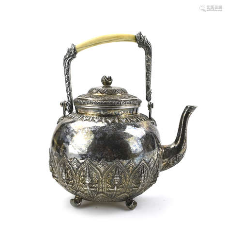 Burmese Chinese Export Silver Teapot