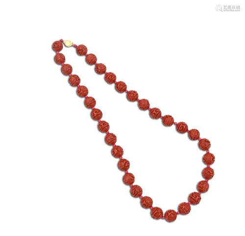 Chinese Lacquer Bead Necklace