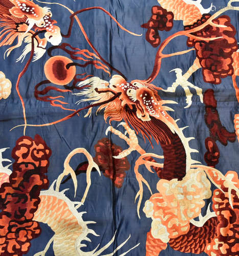 Chinese Embroidery Bed Skirt of Dragon, Qing D.