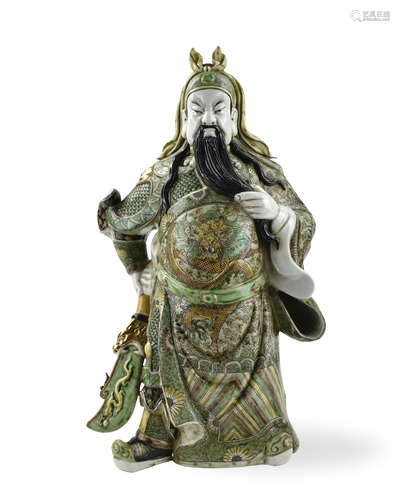 Chinese Porcelain Figure of Guangong,20th C.