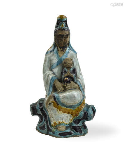 Chinese Fahua Glazed Guanyin Figure, Ming Dynasty