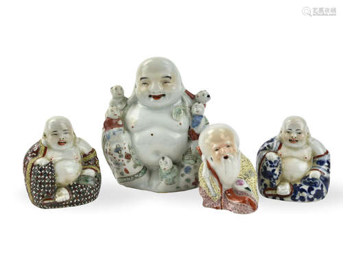 Group of (4) Chinese Famille Rose Buddha