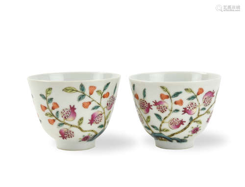 Pair of Chinese Famille Rose Cups,Guangxu Mark