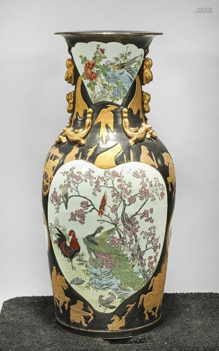 Tall Chinese Enameled Porcelain Vase