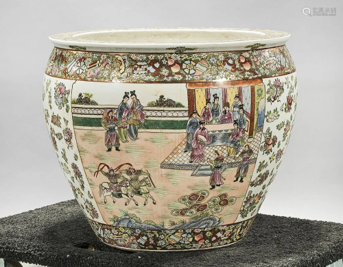 Chinese Enameled, Gilt and Painted Porcelain Fish Bowl