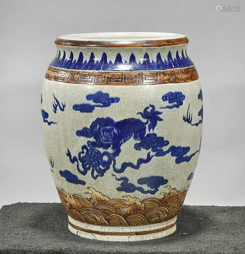 Chinese Enameled Crackle Glazed Porcelain Fish Bowl