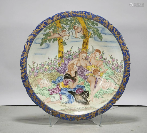 Large Enameled Porcelain Charger