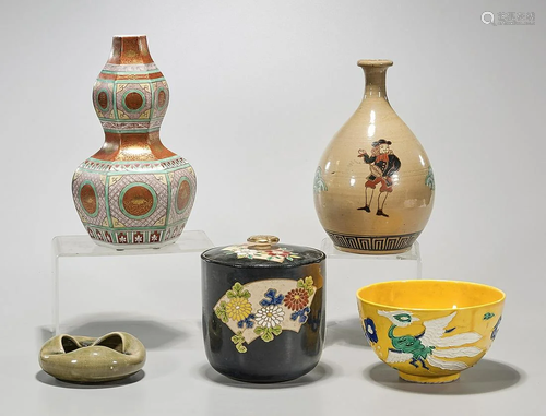 Group of Five Japanese Ceramics