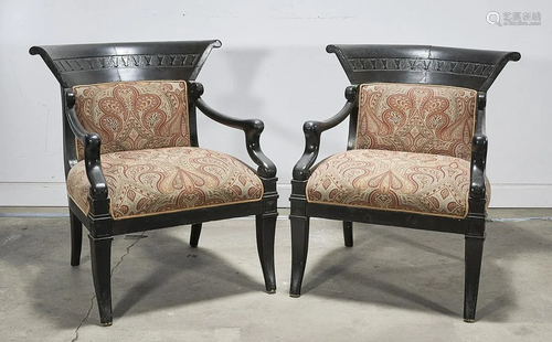 Pair Lacquered Klismos Armchairs