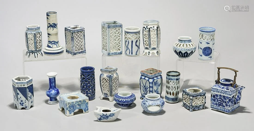 Large Group of Japanese Blue and White Porcelains