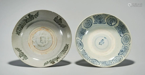 Two Antique Chinese Blue and Porcelain Bowls