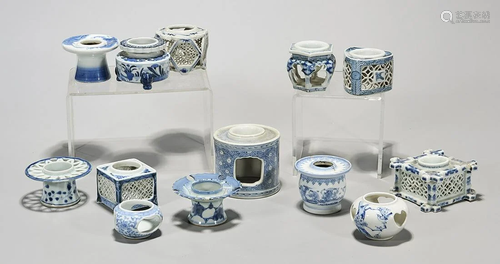 Group of Japanese Blue and White Porcelain Cup Stands