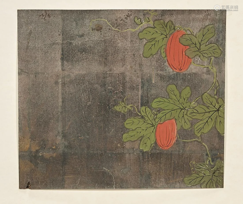 Group of Four 19th C. Japanese Paintings on Silver Leaf