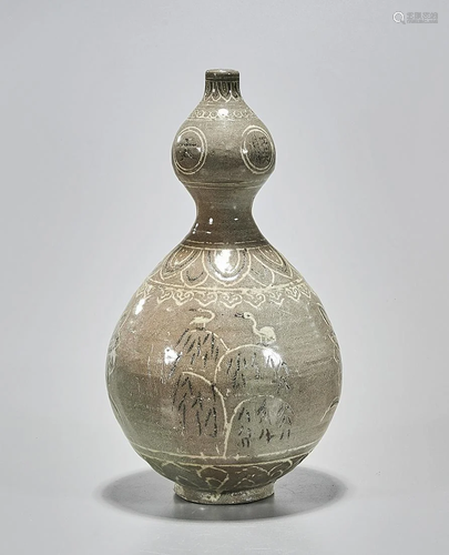 Korean Glazed Ceramic Double Gourd Vase