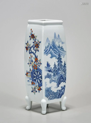 Japanese Four-Faceted Porcelain Vase