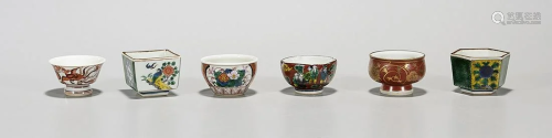 Set of Six Old Japanese Porcelain Tea Cups