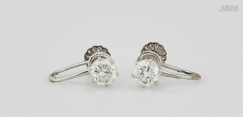 Pair 14K White Gold and Diamond Studs