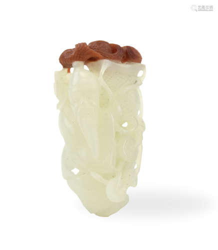 Chinese Carved White Jade Figure of Elderly