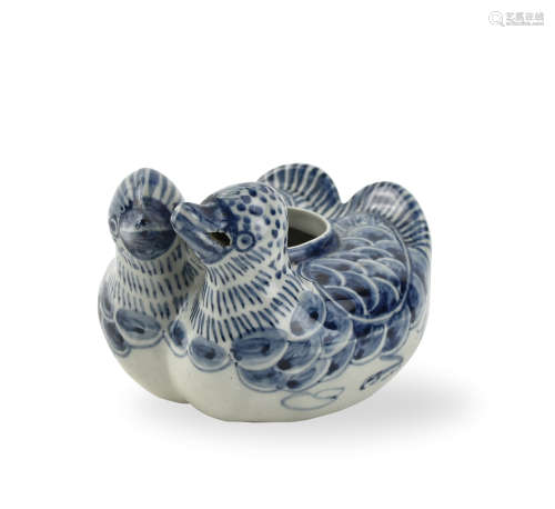 Chinese Blue& White Mandarin Duck Waterpot, Ming D
