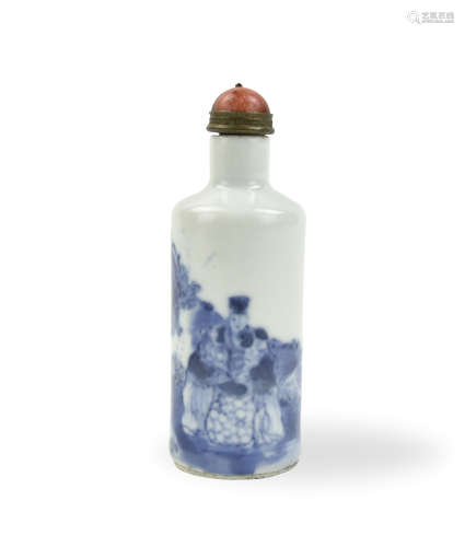 Chinese Blue & White Snuff Bottle, 19th C.