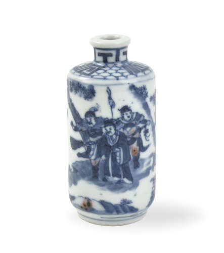 Chinese Blue & Copper Red Snuff Bottle, 19th C.