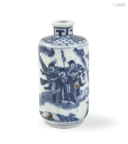 Chinese Blue & Copper Red Snuff Bottle, 19th C.