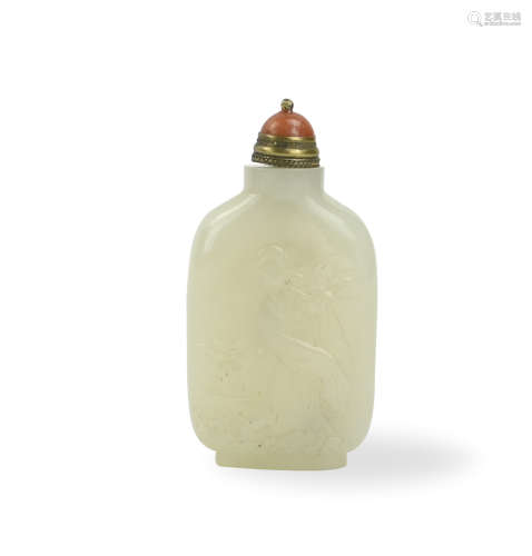 Chinese White Jade Snuff Bottle, Qing Dynasty