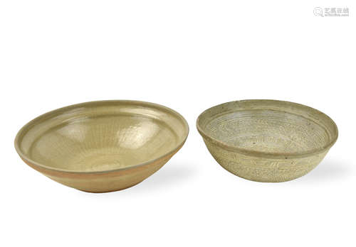 Two Korean Celadon Bowls, 15-16th C.