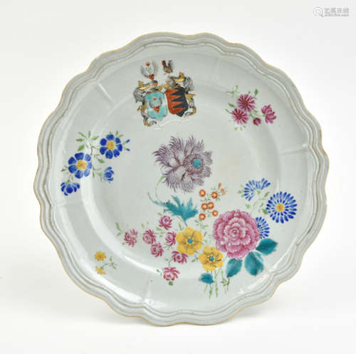 Chinese Export Armorial Flower Plate, Yongzheng P